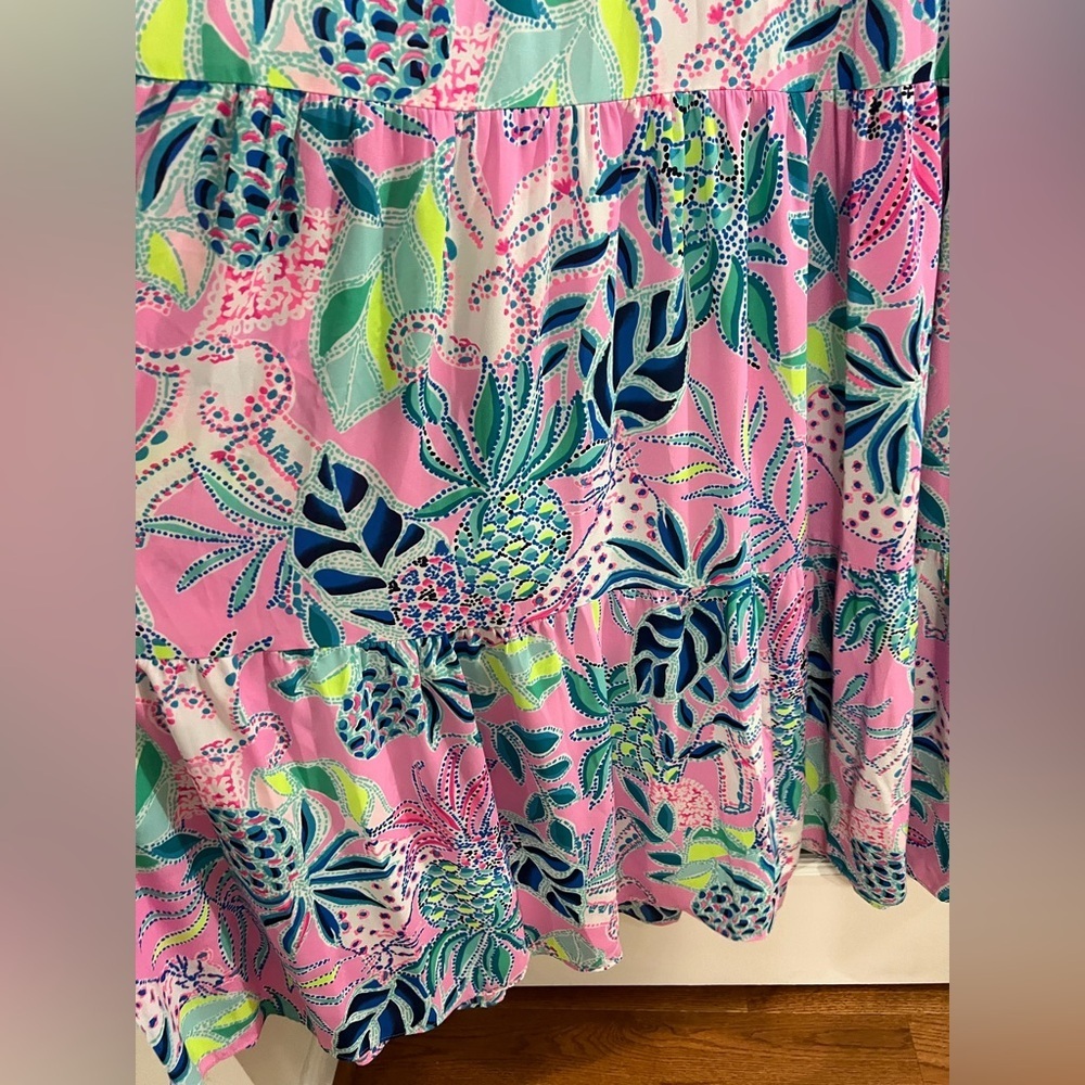 Lilly Pulitzer Pastel Floral Maxi Dress in Pink, Blue & Green - Picture 5 of 11